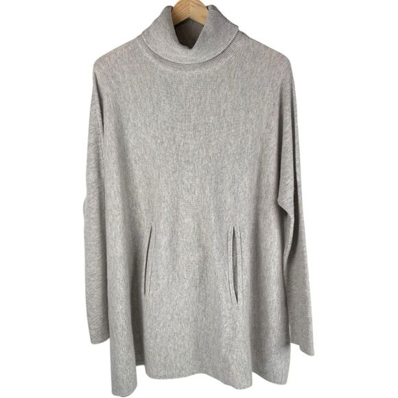 Garnet Hill women’s small soft grey Oversized Turtleneck tunic Sweater - Picture 1 of 7
